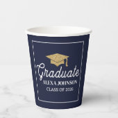 Elegant Navy Blue Class Of 2026 Graduation Pappbecher (Vorderseite)