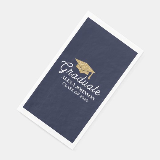 Elegant Navy Blue Class Of 2026 Graduation Serviette (Ecke)