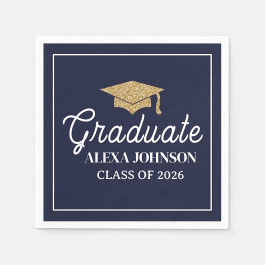 Elegant Navy Blue Class Of 2026 Graduation Serviette (Vorderseite)