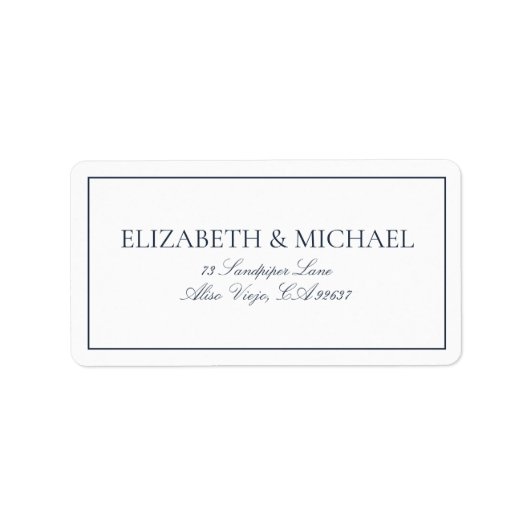 Elegant Navy Blue Classic Script Adressaufkleber (Vorne)