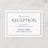 Elegant Navy Blue Classic Script Empfang Begleitkarte (Vorderseite)