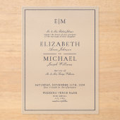 Elegant Navy Blue Classic Script Monogram Wedding Acryleinladungen (Vorderseite)