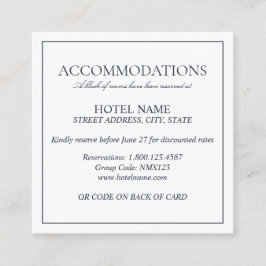 Elegant Navy Blue Classic Script QR Code Hochzeit Begleitkarte