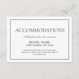 Elegant Navy Blue Classic Script Unterkünfte Begleitkarte