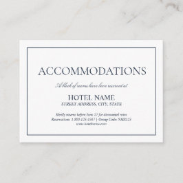 Elegant Navy Blue Classic Script Unterkünfte Begleitkarte
