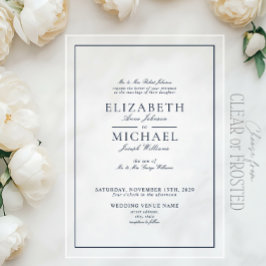 Elegant Navy Blue Classic Script Wedding Acryleinladungen