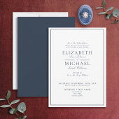 Elegant Navy Blue Classic Script Wedding Einladung