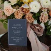 Elegant Navy Blue Classic Script Wedding Einladung