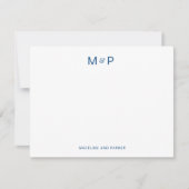 Elegant Navy Blue Contemporary Couple Monogram Mitteilungskarte (Vorderseite)