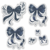 Elegant Navy Blue Coquette Bows Aufkleber (Vorderseite)