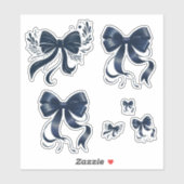 Elegant Navy Blue Coquette Bows Aufkleber (Blatt)