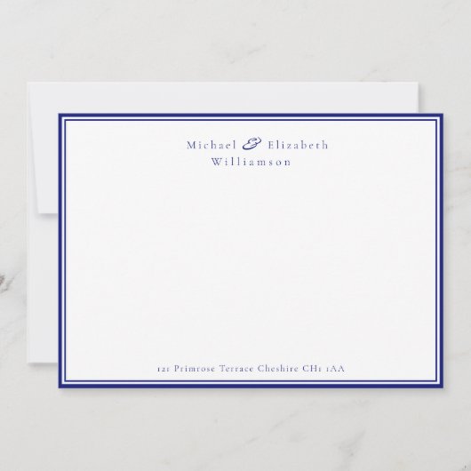 Elegant Navy Blue Couple's Correspondence Note Mitteilungskarte (Vorderseite)