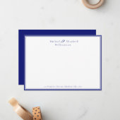 Elegant Navy Blue Couple's Correspondence Note Mitteilungskarte (Vorderseite/Rückseite Beispiel)