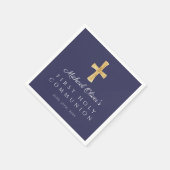 Elegant Navy Blue Cross Boy First Communation Serviette (Ecke)
