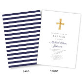 Elegant Navy Blue Cross Religious Boy Baptisse Einladung