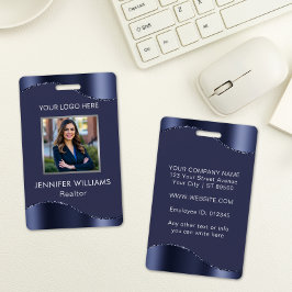 Elegant Navy Blue Custom Employee Foto Company Ausweis