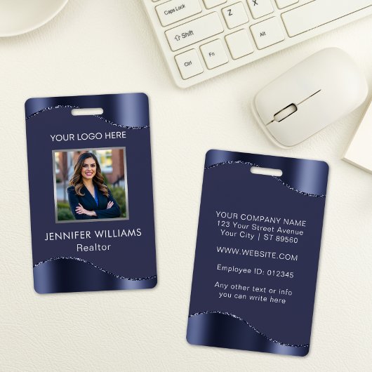 Elegant Navy Blue Custom Employee Foto Company Ausweis