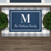 Elegant Navy Blue Custom Monogram Initial Fußmatte