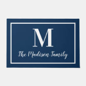 Elegant Navy Blue Custom Monogram Initial Fußmatte (Vorderseite)