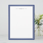 Elegant Navy Blue Damask (Stehend Vorderseite)