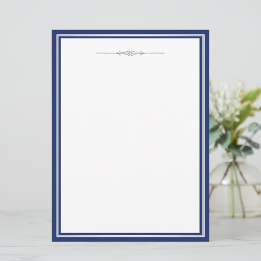 Elegant Navy Blue Damask (Stehend Vorderseite)