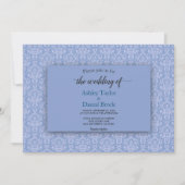 Elegant Navy Blue Damask Script Verziert Hochzeit Einladung (Vorderseite)