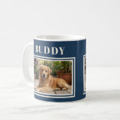 Elegant Navy Blue Dog Pet Photo  Kaffeetasse (Vorderseite Links)