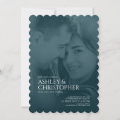 Elegant Navy Blue Duotone Foto Wedding Einladung (Vorderseite)