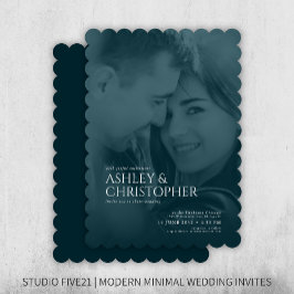 Elegant Navy Blue Duotone Foto Wedding Einladung