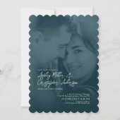 Elegant Navy Blue Duotone Foto Wedding Einladung (Vorderseite)