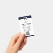 Elegant Navy Blue Employee ID Custom Logo OCR Ausweis (Handheld)