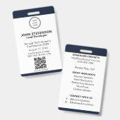 Elegant Navy Blue Employee ID Custom Logo OCR Ausweis (Vorder- & Rückseite)