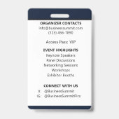 Elegant Navy Blue Employee ID Custom Logo OCR Ausweis (Rückseite)