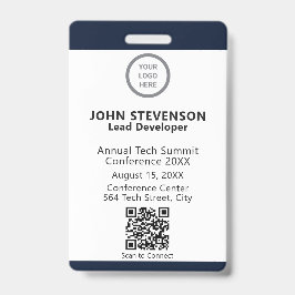 Elegant Navy Blue Employee ID Custom Logo OCR Ausweis