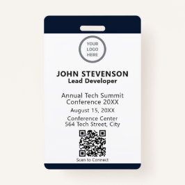 Elegant Navy Blue Employee ID Custom Logo OCR Ausweis