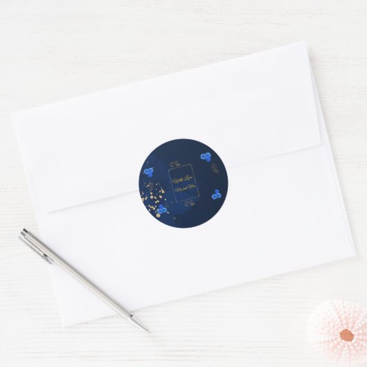 Elegant Navy Blue Envelope Seal Sticker (Umschlag)