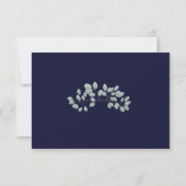 Elegant Navy Blue Eukalyptus Greenerity Wedding RSVP Karte (Rückseite)