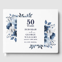 Elegant Navy Blue Floral 50. Hochzeitstag