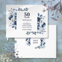 Elegant Navy Blue Floral 50. Hochzeitstag
