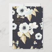 Elegant Navy Blue Floral Bat Mitzvah Einladung (Rückseite)