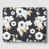 Elegant Navy Blue Floral Bat Mitzvah Gästebuch (Rückseite)