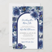 Elegant Navy Blue Floral Bridal Shower Einladung (Vorderseite)