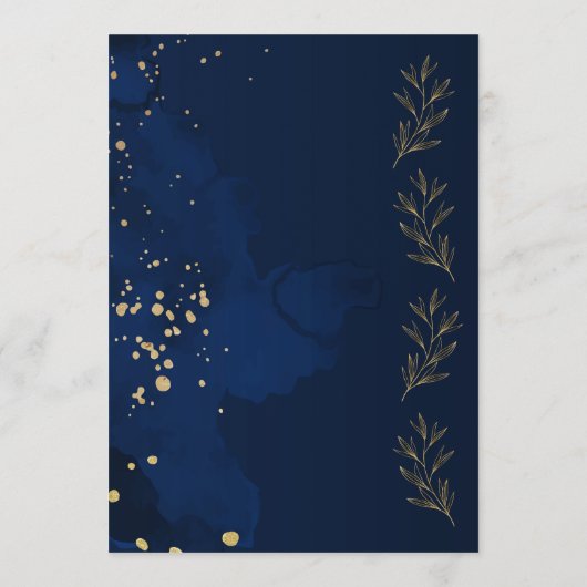 Elegant Navy Blue Floral Ceremony Program Template Programm (Rückseite)