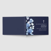 Elegant Navy Blue Floral Christliche Beerdigung Gästebuch (Voll)