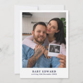 Elegant Navy Blue Floral Foto Baby Shower Einladung (Rückseite)