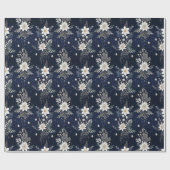 Elegant Navy Blue Floral Geschenkpapier (Flach)