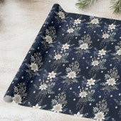 Elegant Navy Blue Floral Geschenkpapier