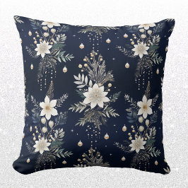 Elegant Navy Blue Floral Kissen
