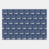 Elegant Navy Blue Floral Monogram Winter Wedding Geschenkpapier Set (Vorderseite 3)
