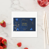 Elegant Navy Blue Floral Name Card Template Serviette (Beispiel)